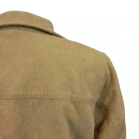 Kendall & Kylie Corduroy Boyfriend Shirt – Khaki, Size XS - Picture 6 of 10